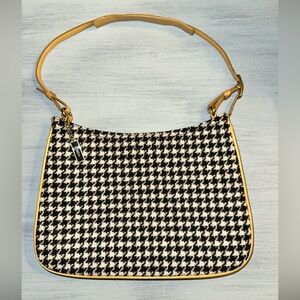 COACH Houndstooth Shoulder Bag with Tan Strap